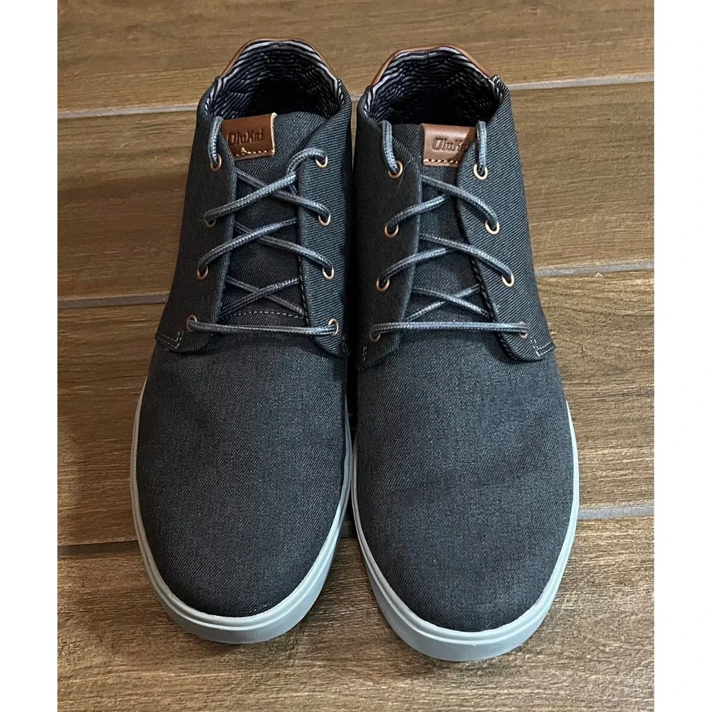 Olukai Nana Hele Waiapo Mens 11 Charcoal Gray Textile Chukka Boots 10478-6C6C